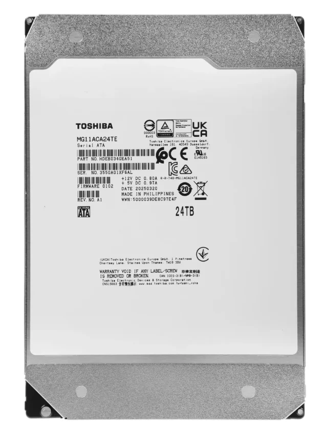 Жесткий диск HDD Toshiba MG11ACA24TE, 24 ТБ, 512 МБ, 7200 об/мин