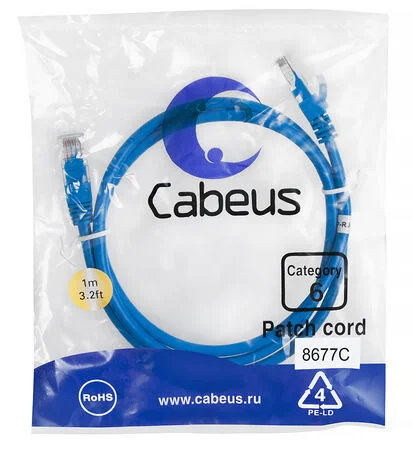 Патч-корд Cabeus PC-UTP-RJ45-Cat.6-1m-BL (8677c)