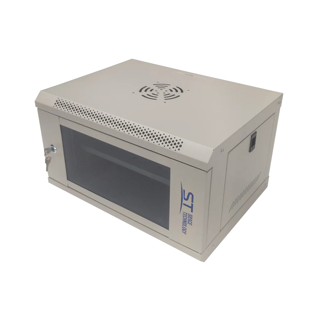 Space Technology ST-NC6U01 (СЕРЫЙ) С ПОЛКОЙ, (версия 2) Настенный 6U телекоммуникационный шкаф 19"