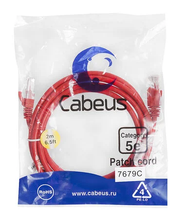Патч-корд Cabeus PC-UTP-RJ45-Cat.5e-2m-RD (7679c)