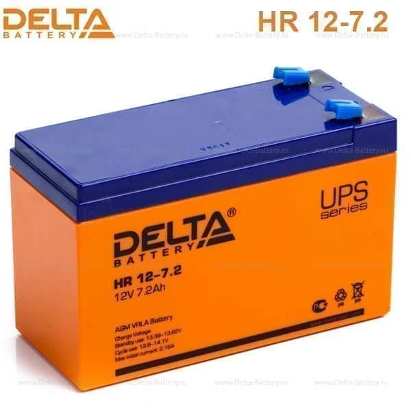 Аккумулятор Delta HR 12-7.2 AGM (12 В / 7,2 Ач)