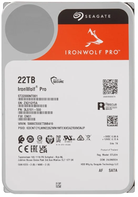 Жесткий диск HDD SEAGATE ST22000NT001, 22 ТБ, 512 МБ, 7200 об/мин