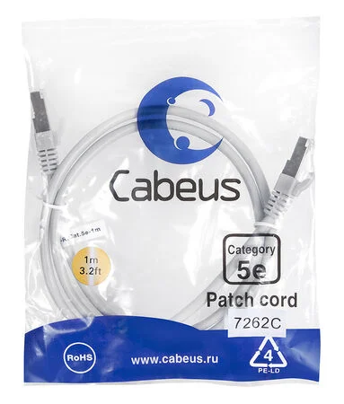 Патч-корд Cabeus PC-FTP-RJ45-Cat.5e-1m (7262c)