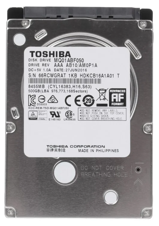 Жесткий диск SSD Toshiba MQ01ABF050, 512 ГБ, 8 МБ, 5400 об/мин