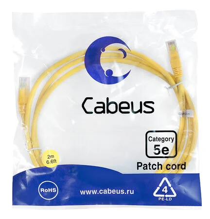 Патч-корд Cabeus PC-UTP-RJ45-Cat.5e-2m-YL (7678c)