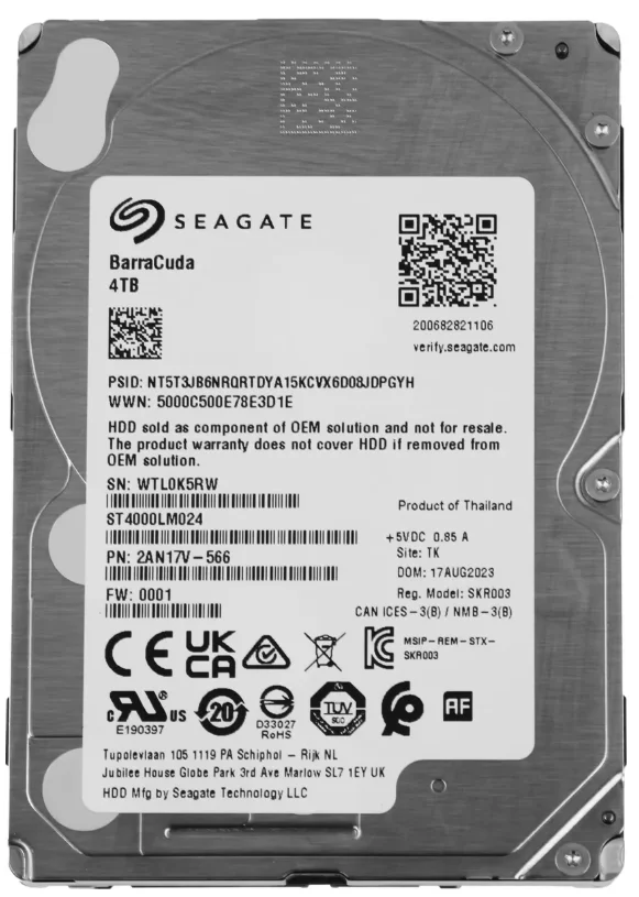 Жесткий диск HDD SEAGATE ST4000LM024, 4 ТБ, 128 МБ, 5400 об/мин