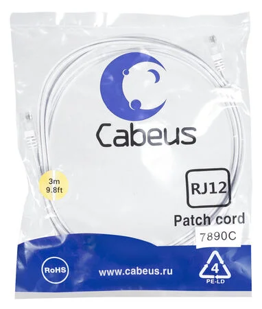 Патч-корд Cabeus PC-TEL-RJ12-3m (7890c)