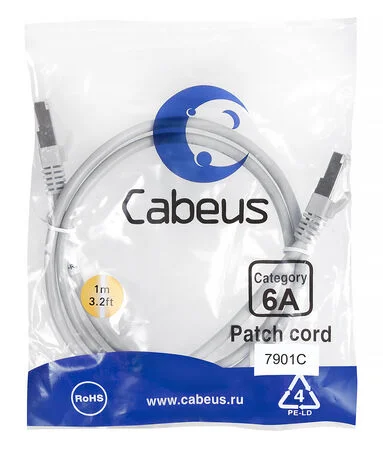 Патч-корд Cabeus PC-SSTP-RJ45-Cat.6a-1m-LSZH (7901c)