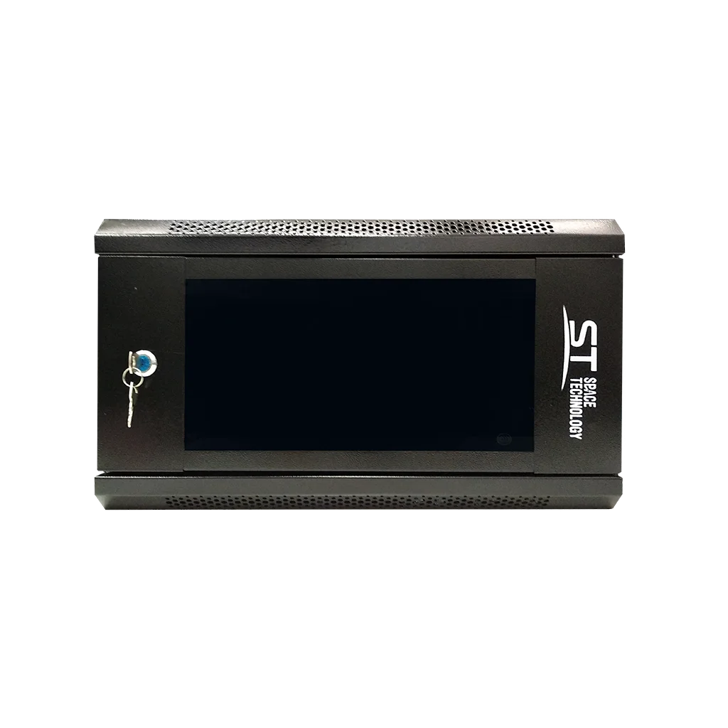 Space Technology ST-NC6U01 (ЧЕРНЫЙ) С ПОЛКОЙ, (версия 2) Настенный 6U телекоммуникационный шкаф 19"