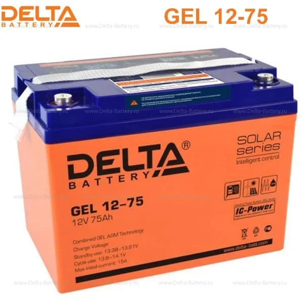 Аккумулятор Delta GEL 12-75 AGM (12 В / 75 Ач)