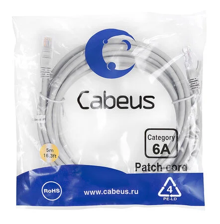 Патч-корд Cabeus PC-UTP-RJ45-Cat.6a-5m-LSZH (7898c)