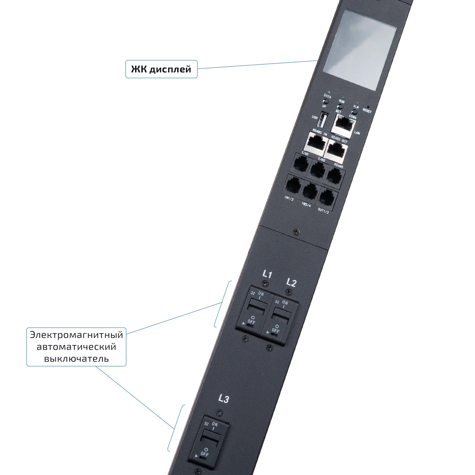 Cabeus SMART-PDU-32-3P-36C13-6C19-I309-M (12598c) Вертикальный блок розеток 19" до 32 А
