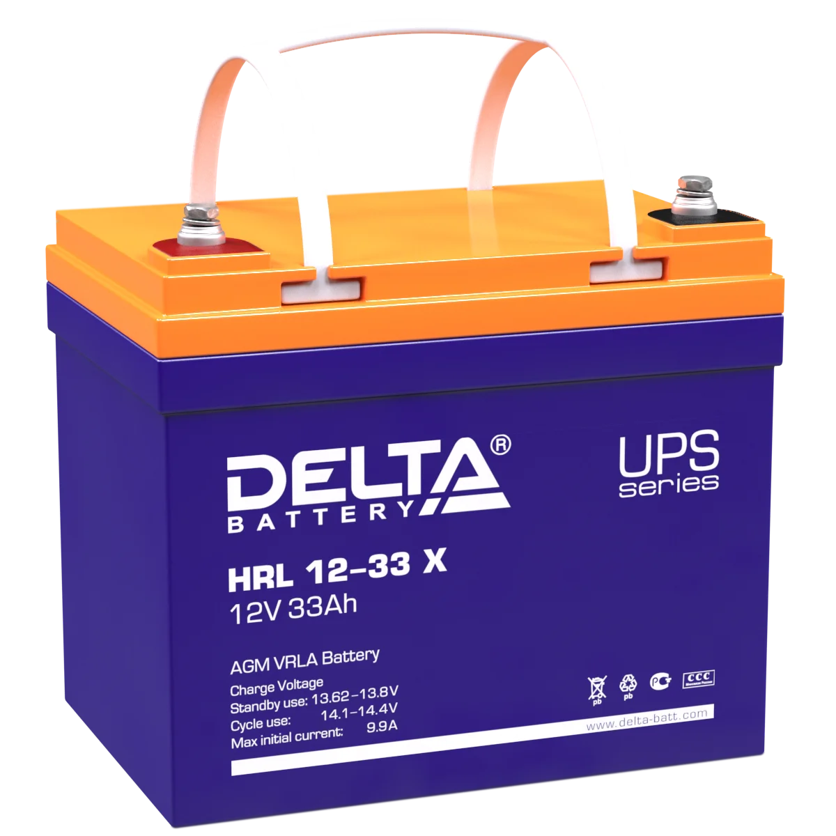 Аккумулятор Delta HRL 12-33 Х AGM (12 В / 33 Ач)