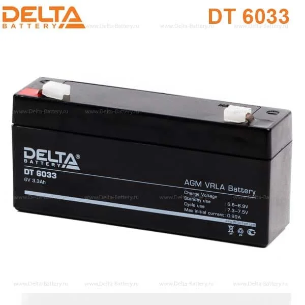 Аккумулятор Delta DT 6033 AGM (6 В / 3,3 Ач)
