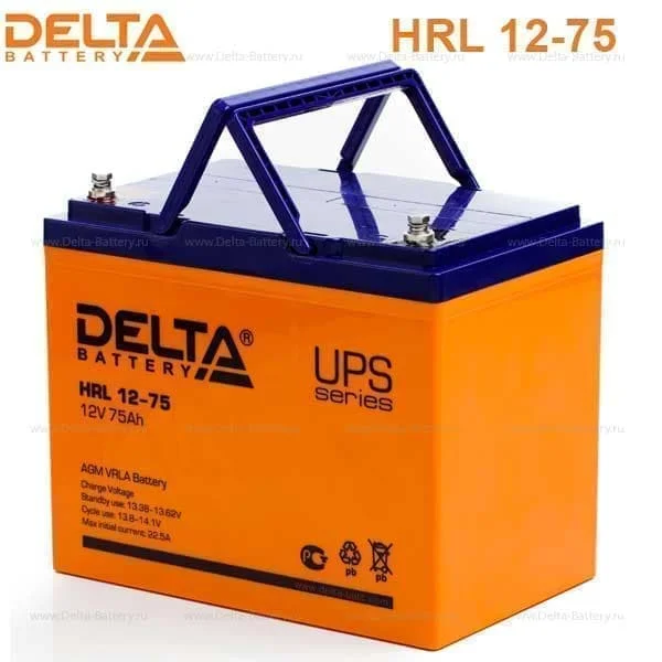 Аккумулятор Delta HRL 12-75 Х AGM (12 В / 75 Ач)