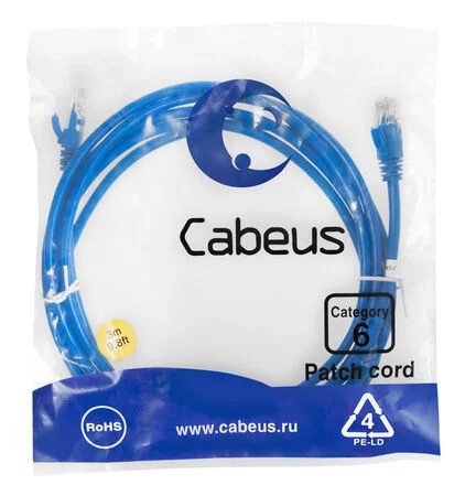 Патч-корд Cabeus PC-UTP-RJ45-Cat.6-3m-BL (8680c)