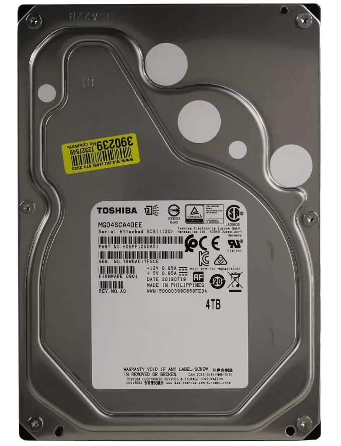 Жесткий диск HDD Toshiba MG04SCA40EE, 4 ТБ, 128 МБ, 7200 об/мин