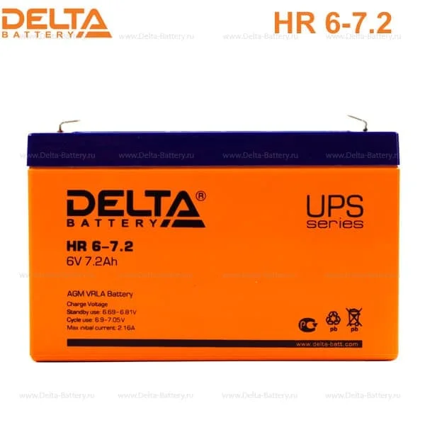 Аккумулятор Delta HR 6-7.2 AGM (6 В / 7,2 Ач)