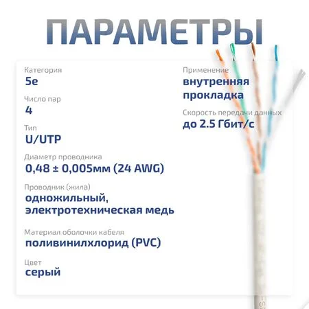 UTP-4P-Cat.5e-SOLID-GY-LIGHT (9995c)