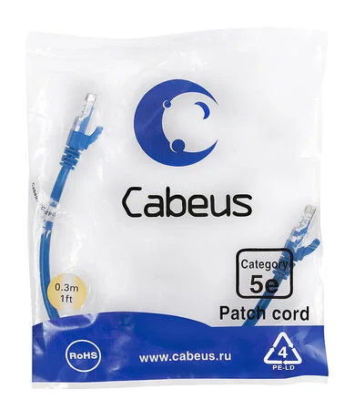 Патч-корд Cabeus PC-UTP-RJ45-Cat.5e-0.3m-BL (7662c)
