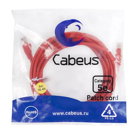 Патч-корд Cabeus PC-UTP-RJ45-Cat.5e-5m-RD (7689c)