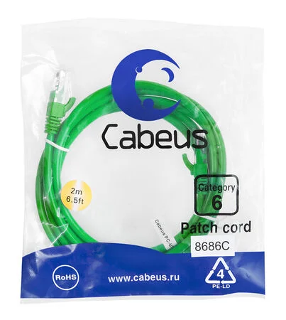Патч-корд Cabeus PC-UTP-RJ45-Cat.6-5m-GN (8688c)