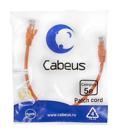 Патч-корд Cabeus PC-UTP-RJ45-Cat.5e-0.3m-OR-LSZH (9519c)