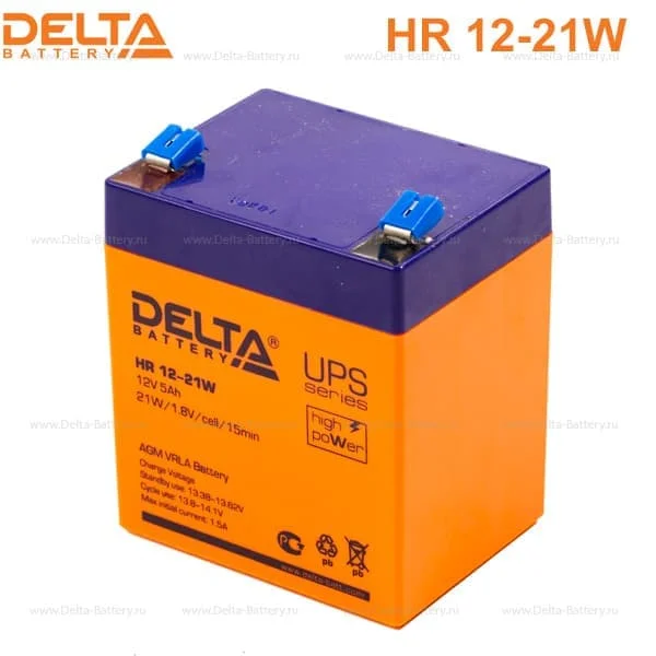Аккумулятор Delta HR 12-21 W AGM (12 В / 5 Ач)