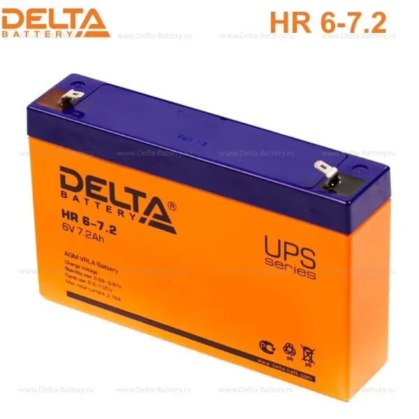 Аккумулятор Delta HR 6-7.2 AGM (6 В / 7,2 Ач)