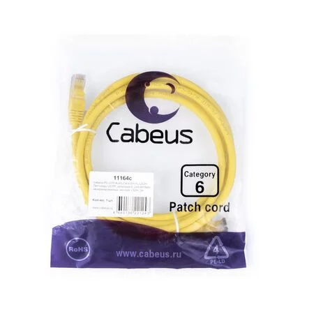 Патч-корд Cabeus PC-UTP-RJ45-Cat.6-2m-YL-LSZH (11164c)