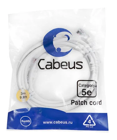 Патч-корд Cabeus PC-UTP-RJ45-Cat.5e-3m-WH (7682c)