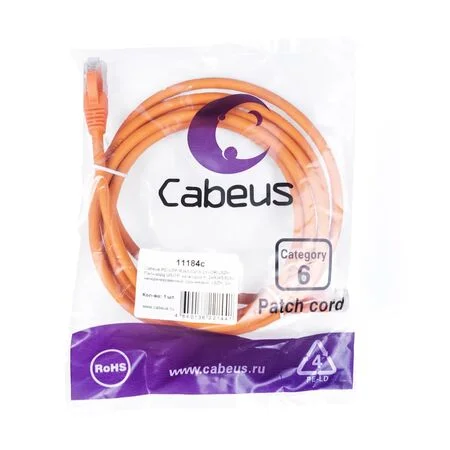 Патч-корд Cabeus PC-UTP-RJ45-Cat.6-2m-OR-LSZH (11184c)