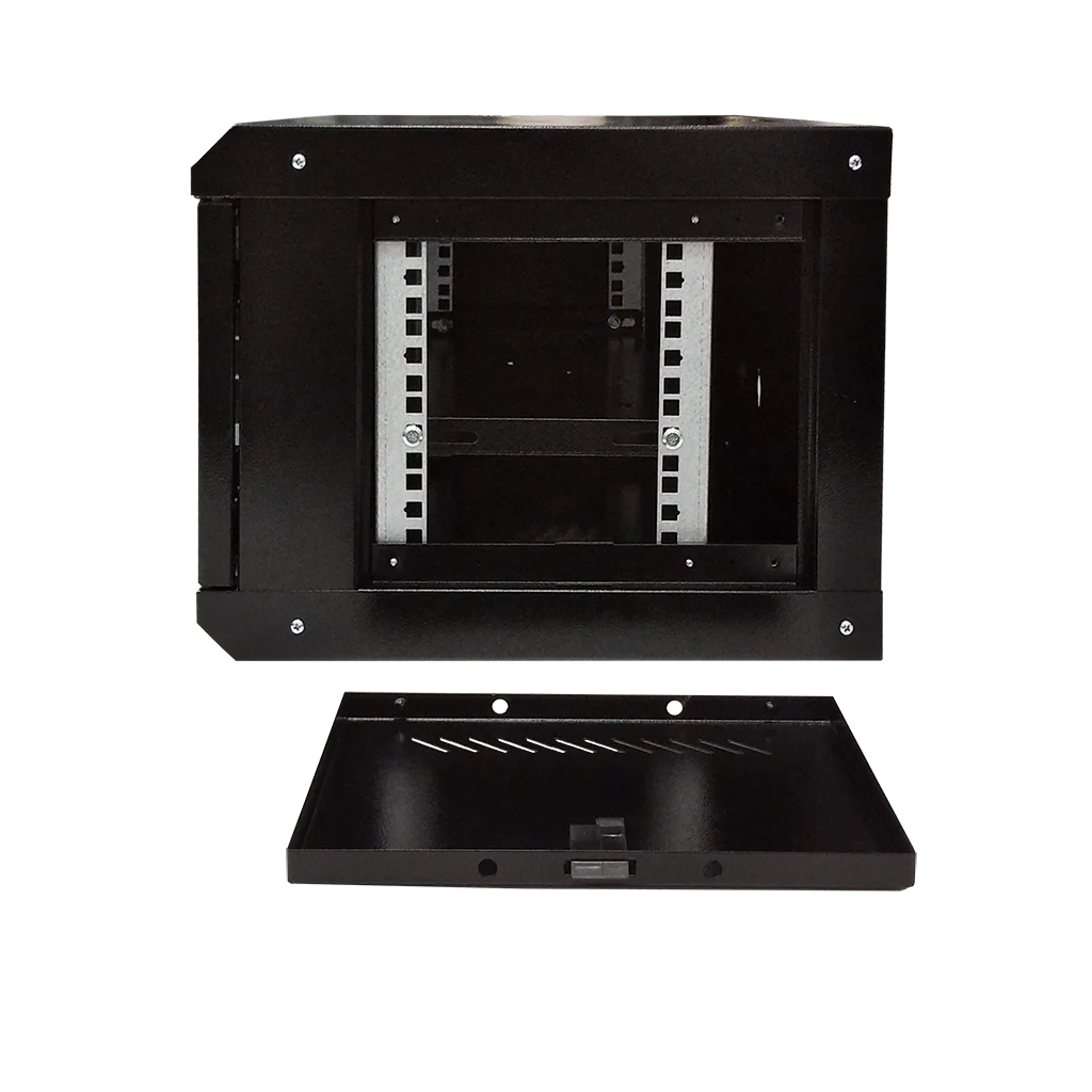 Space Technology ST-NC6U01 (ЧЕРНЫЙ) С ПОЛКОЙ, (версия 2) Настенный 6U телекоммуникационный шкаф 19"