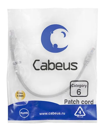 Патч-корд Cabeus PC-UTP-RJ45-Cat.6-0.3m (7272c)