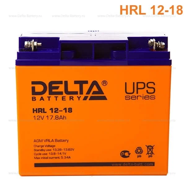 Аккумулятор Delta HRL 12-18 Х AGM (12 В / 18 Ач)