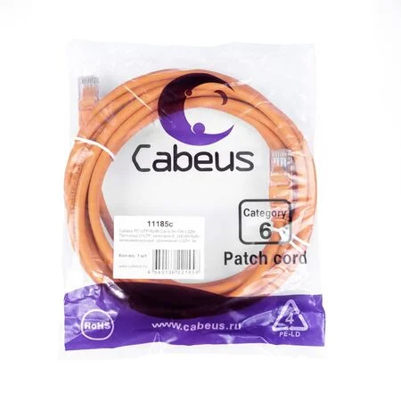 Патч-корд Cabeus PC-UTP-RJ45-Cat.6-3m-OR-LSZH (11185c)