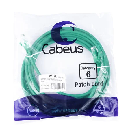 Патч-корд Cabeus PC-UTP-RJ45-Cat.6-5m-GN-LSZH (11172c)