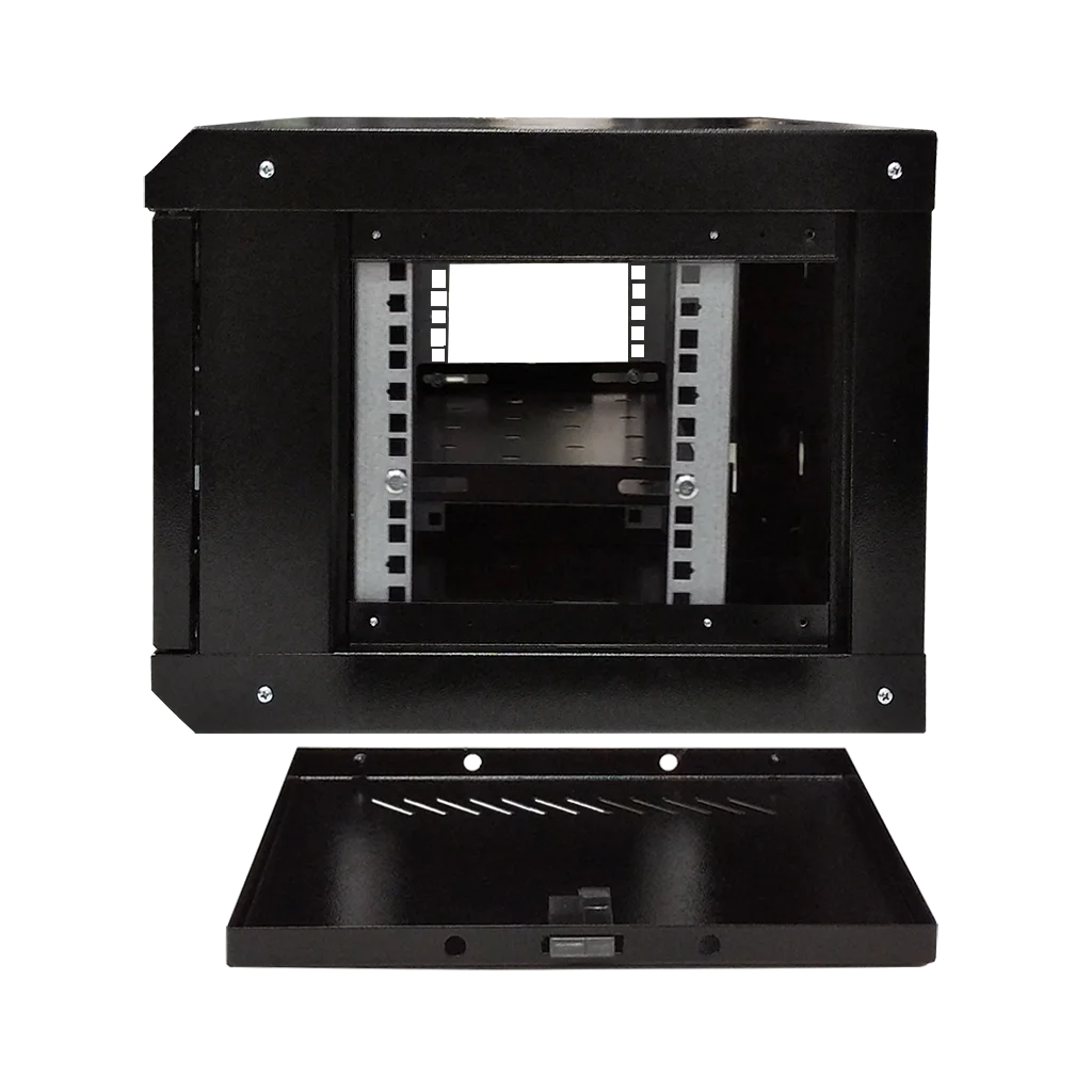 Space Technology ST-NC6U01 (ЧЕРНЫЙ) С ПОЛКОЙ, (версия 2) Настенный 6U телекоммуникационный шкаф 19"