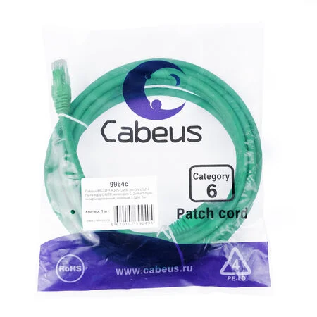 Патч-корд Cabeus PC-UTP-RJ45-Cat.6-3m-GN-LSZH (9964c)