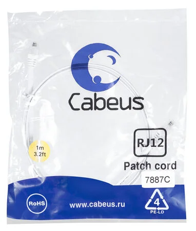 Патч-корд Cabeus PC-TEL-RJ12-1m (7887c)