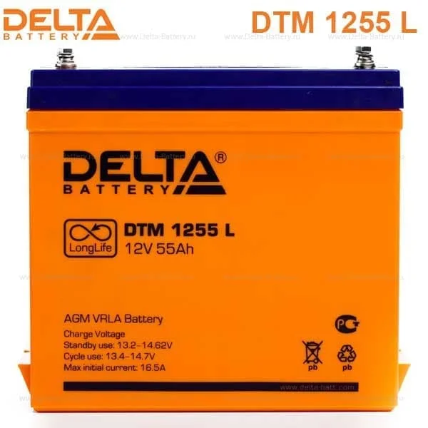 Аккумулятор Delta DTM 1255 L AGM (12 В / 55 Ач)
