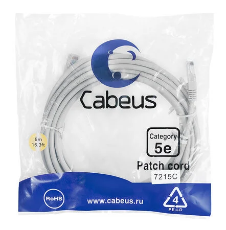 Патч-корд Cabeus PC-UTP-RJ45-Cat.5e-5m (7215c)
