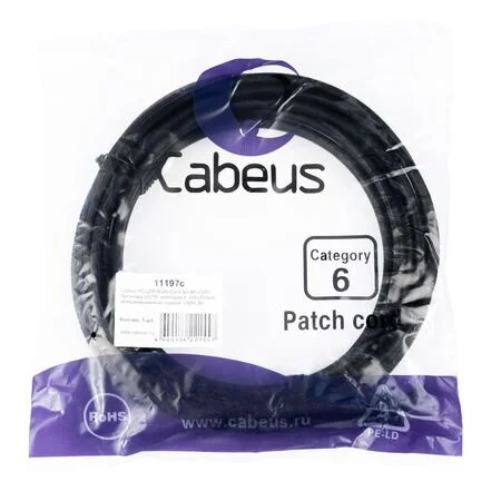 Патч-корд Cabeus PC-UTP-RJ45-Cat.6-3m-BK-LSZH (11197c)