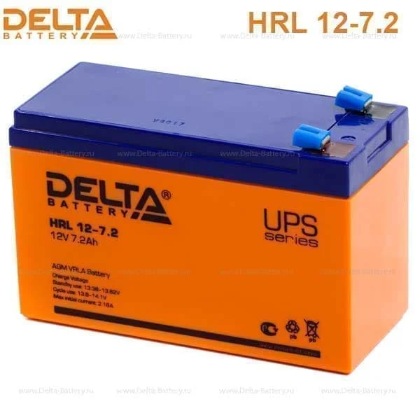 Аккумулятор Delta HRL 12-7,2 Х AGM (12 В / 7,2 Ач)