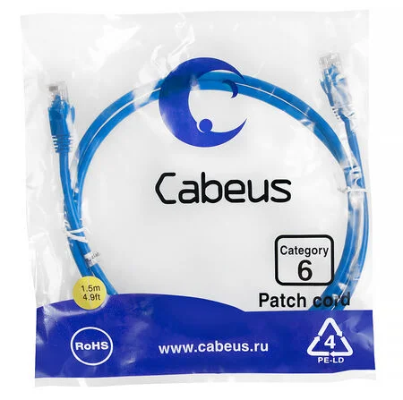 Патч-корд Cabeus PC-UTP-RJ45-Cat.6-1.5m-BL (8678c)