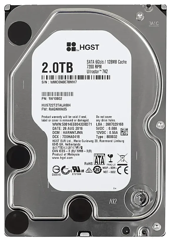 Жесткий диск HDD Western Digital HUS722T2TALA604, 2 ТБ, 128 МБ, 7200 об/мин