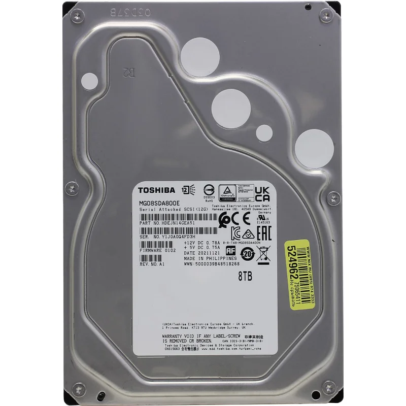Жесткий диск HDD Toshiba MG08SDA800E, 8 ТБ, 256 МБ, 7200 об/мин