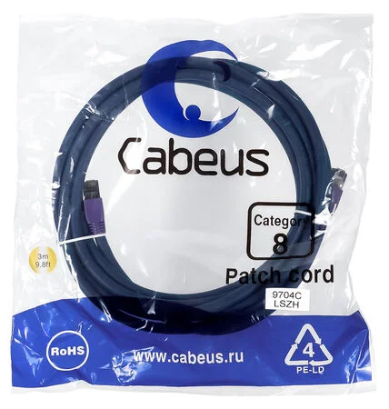 Патч-корд Cabeus PC-SSTP-RJ45-Cat.8-3m-LSZH (9704c)