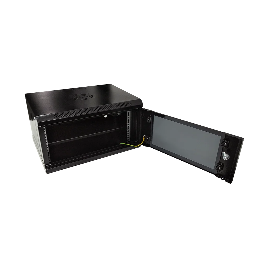 Space Technology ST-NC6U01 (ЧЕРНЫЙ) С ПОЛКОЙ, (версия 2) Настенный 6U телекоммуникационный шкаф 19"