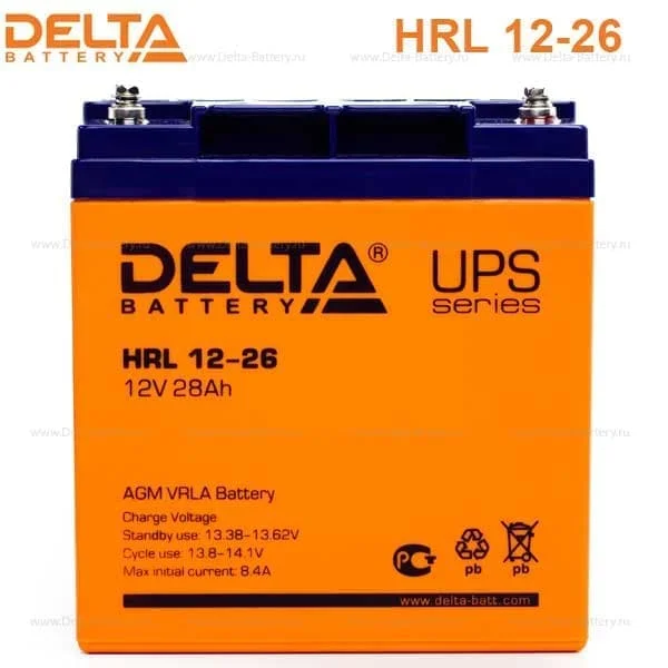 Аккумулятор Delta HRL 12-26 Х AGM (12 В / 26 Ач)